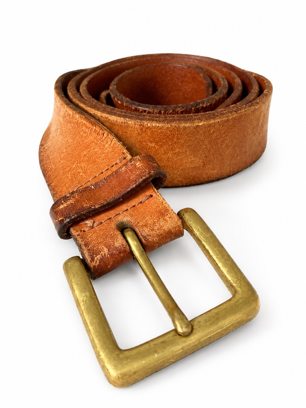 Vintage Polo Ralph Lauren leather belt in rich saddle brown, size 42